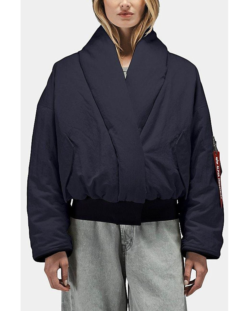 Alpha Industries Blue Shawl Collar Bomber Jacket