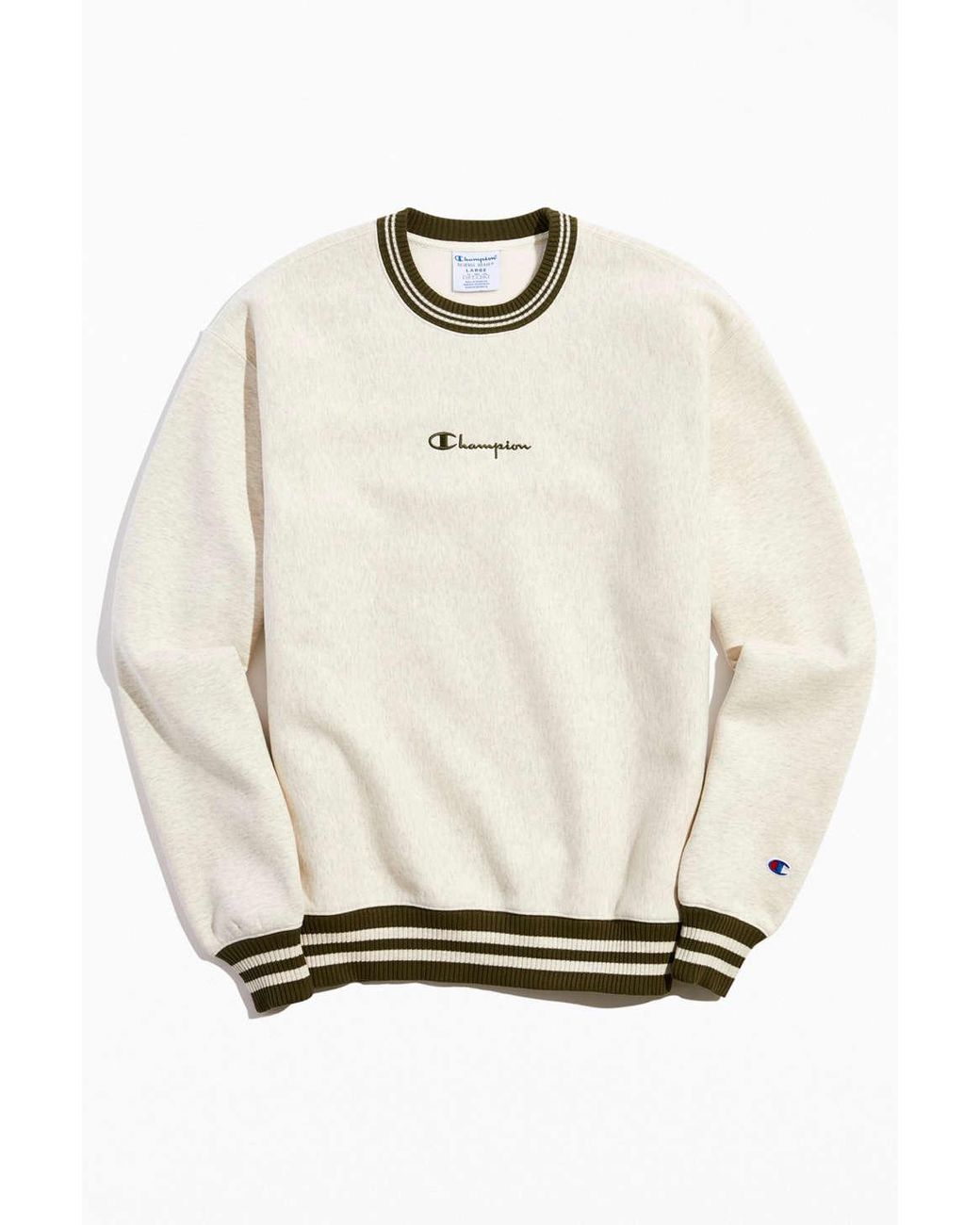 Champion Uo Exclusive Reverse Weave Ringer Crew Neck Sweatshirt in White  for Men | Lyst