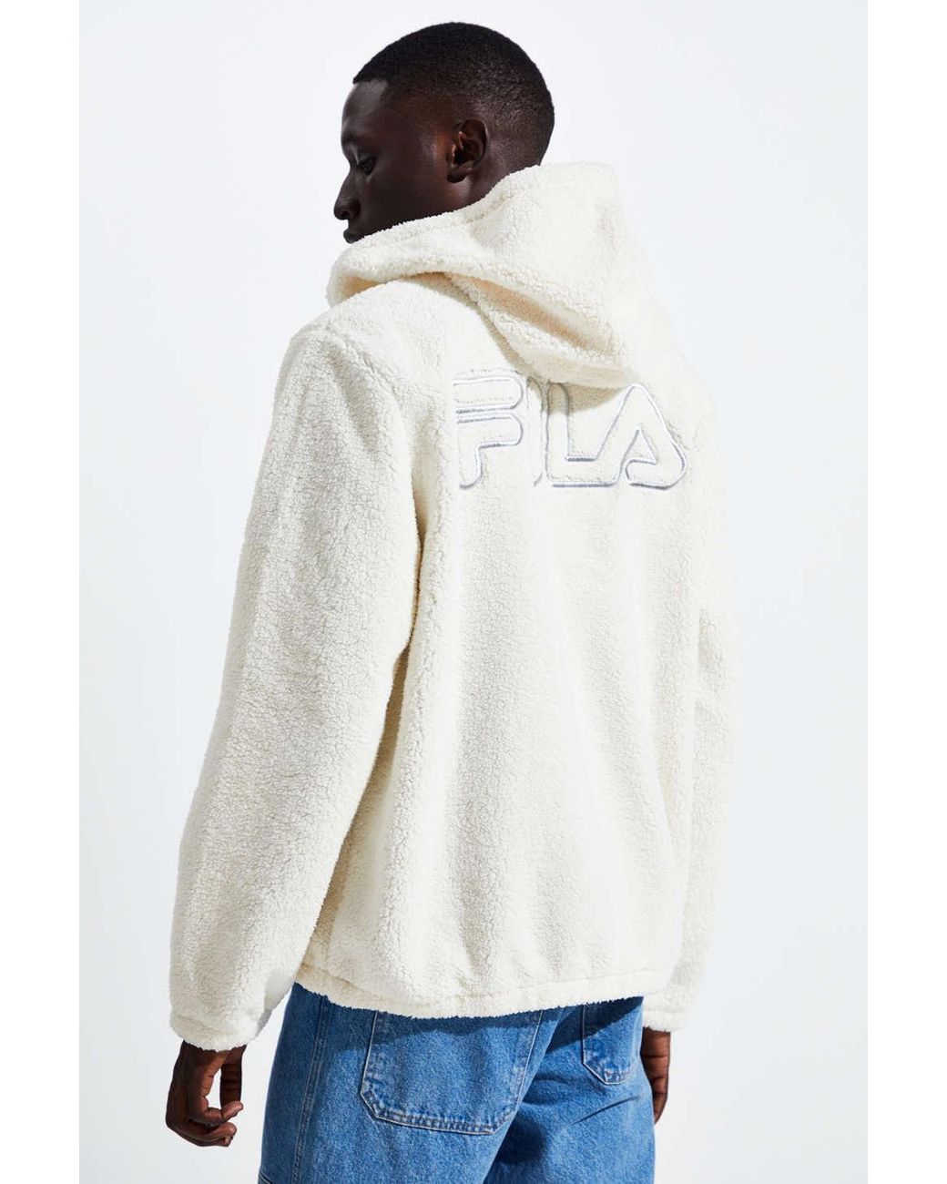 Fila Fila Uo Exclusive Full-zip Cozy Sherpa Hoodie Jacket in White for Men  | Lyst