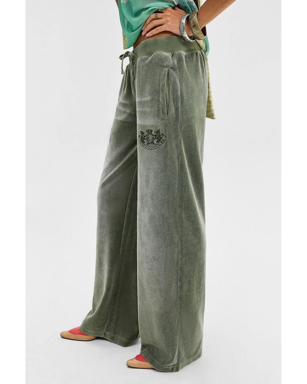 Juicy Couture Green Uo Exclusive Ida Washed Velour Track Pants