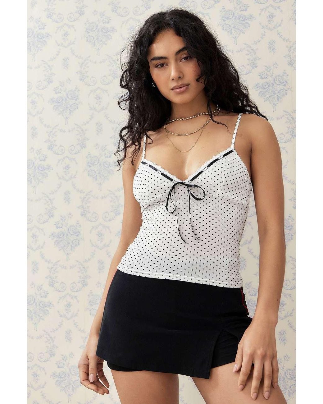 white polka dot cami