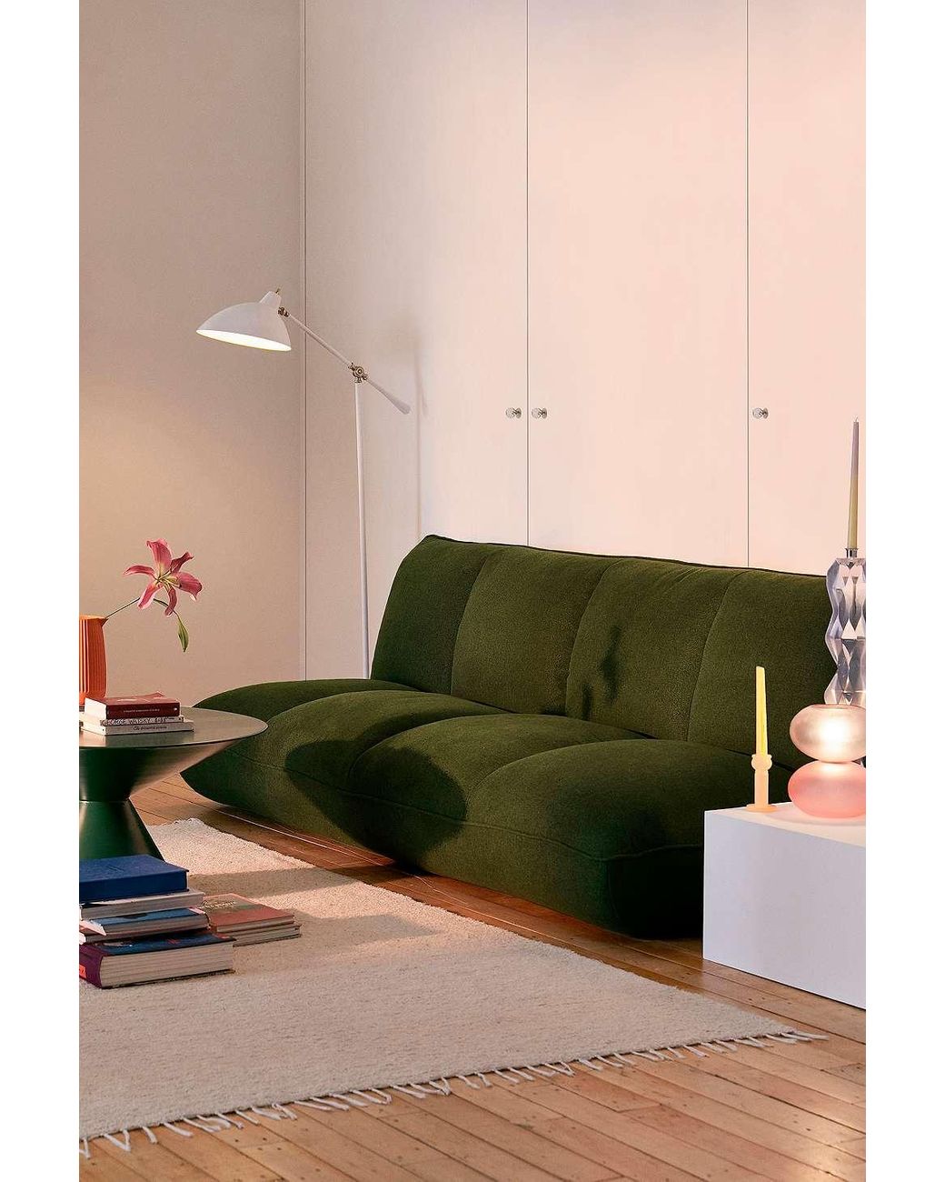 Urban Outfitters Theo Green Velvet Xl Sofa Bed | Lyst UK