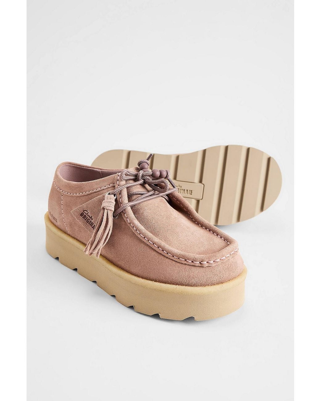 Clarks Pink Mid Tan Suede Meare Walla Shoes