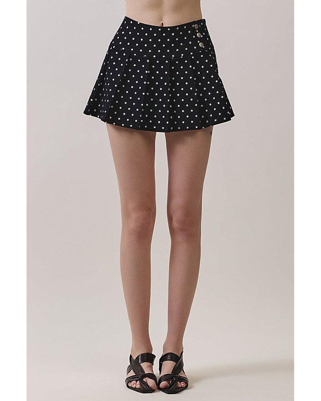 Personal Code Black Mabel Polka Dot Pleat Mini Skort