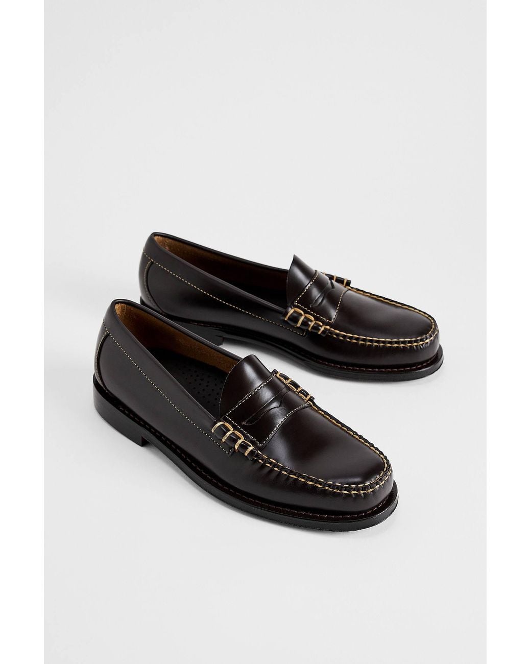 G.H.BASS G. H. Bass Black Contrast Stitch Penny Loafers for men