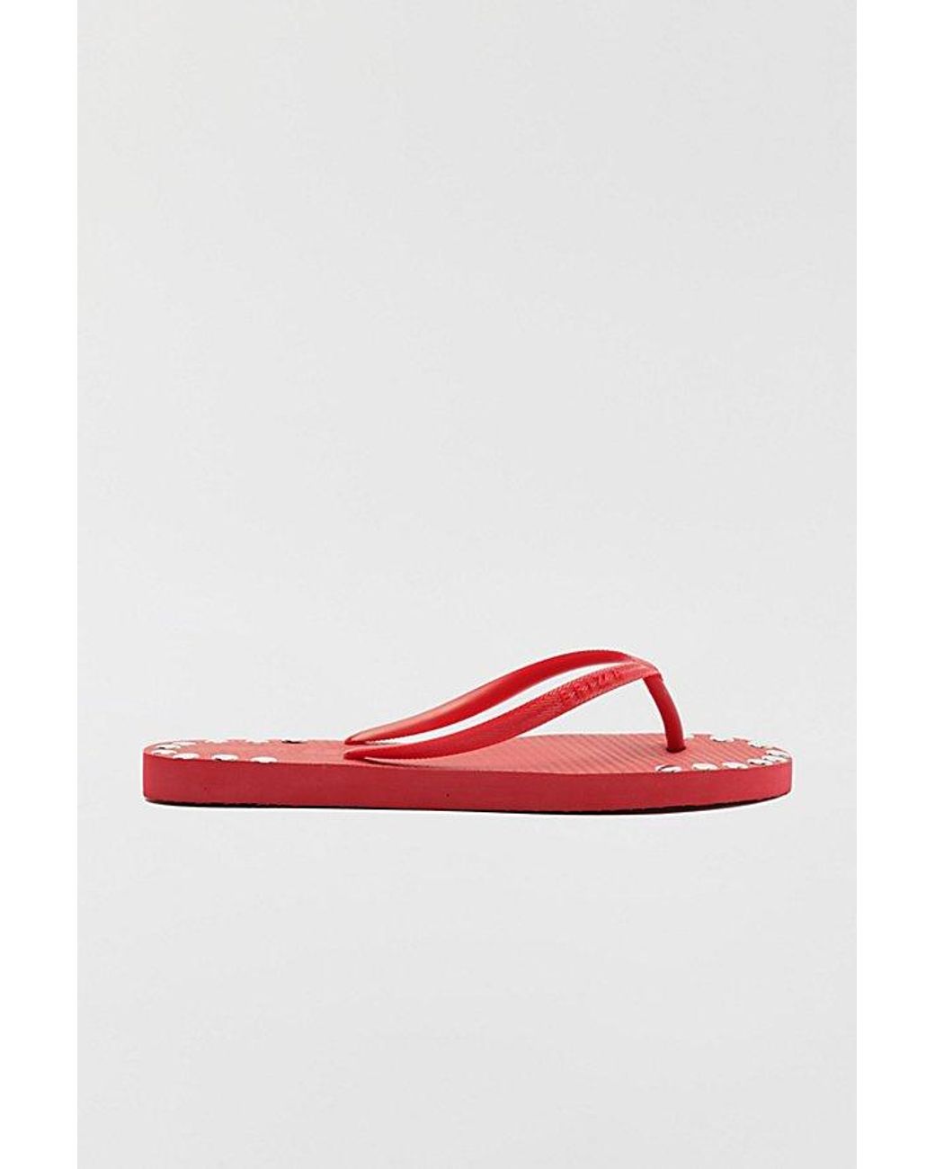 Brizza Arezzo Red Studded Thong Sandals