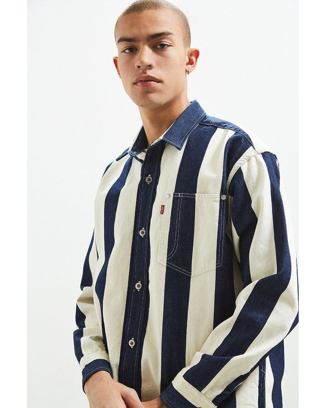 Levi's Levi's Silvertab Vertical Stripe Denim Button-down Shirt in Blue for  Men | Lyst