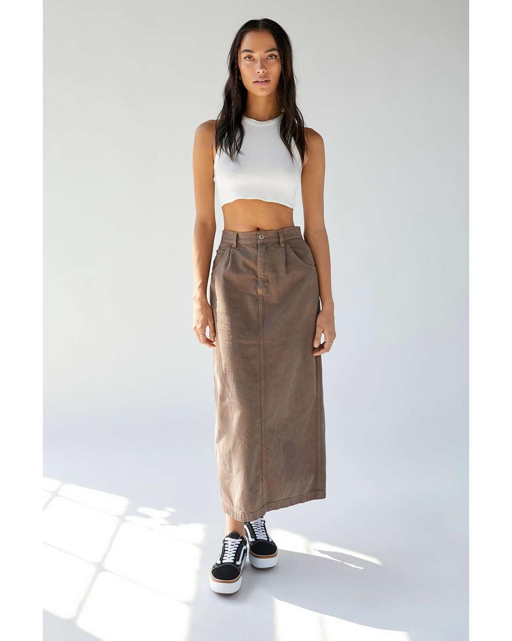 Urban Renewal Remade Overdyed Denim Maxi Skirt in White Lyst Canada