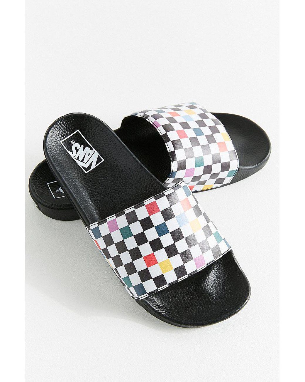 Vans Vans Party Checkerboard Pool Slide in Black | Lyst