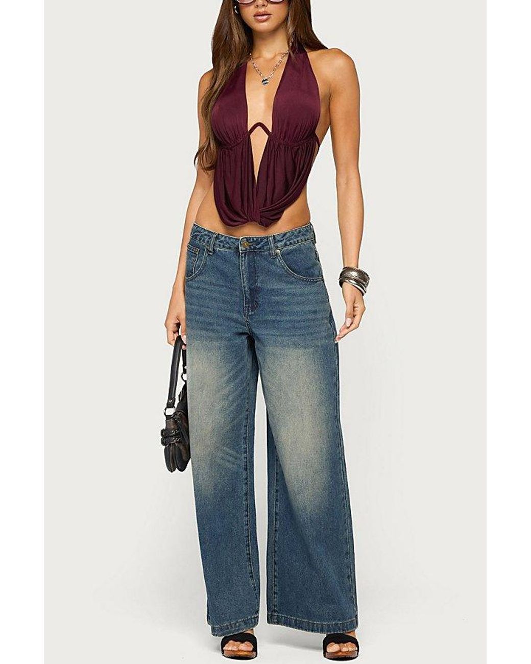 Edikted Purple Eina Cowl Neck Halter Top