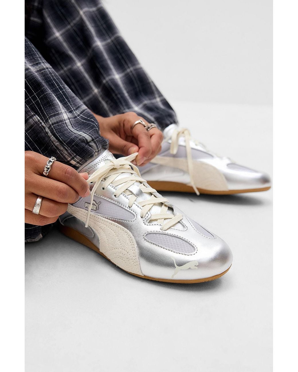 PUMA Gray Speedcat Metallic Silver Trainers