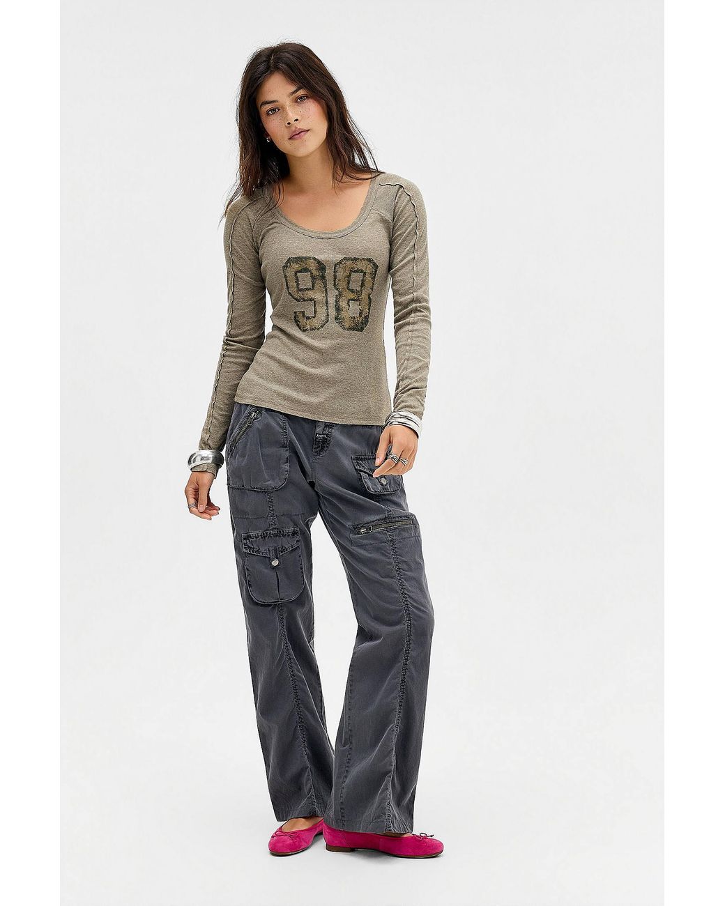 BDG Blue 98 Scoop Neck Relaxed Tee