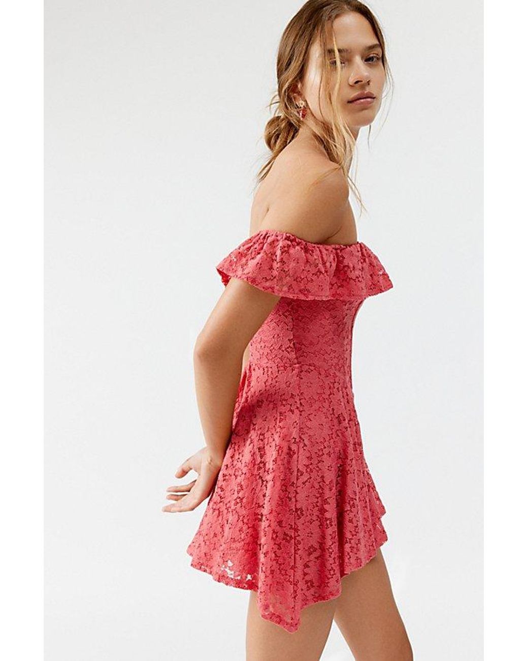 Kimchi Blue Kimchi Lilly Lace Corset Mini Dress in Red | Lyst