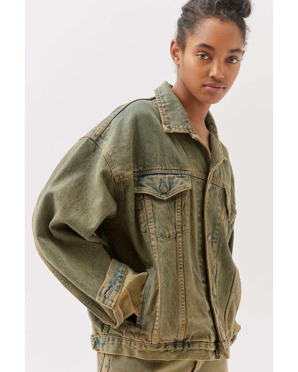 Urban Renewal Remade Overdyed Denim Jacket in Green