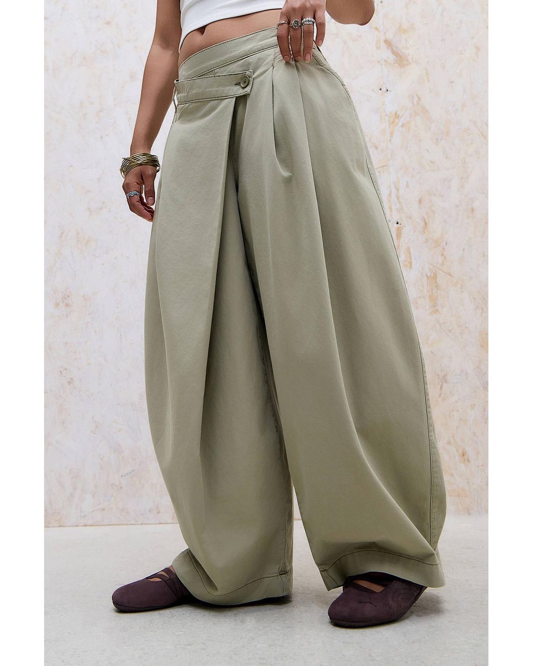 BDG Green Maddie Sage Wrap Trousers
