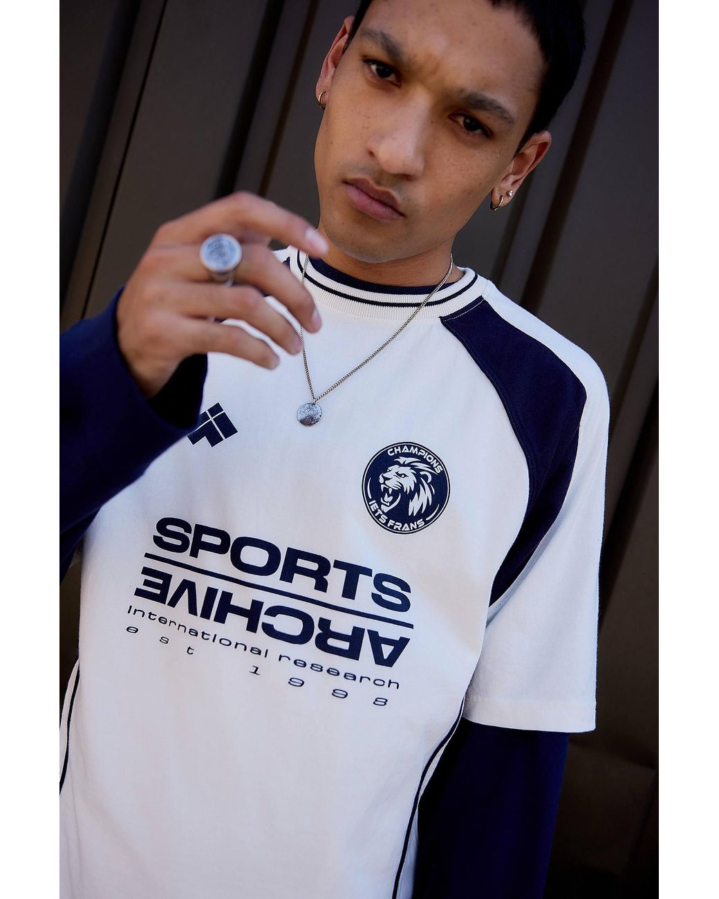 iets frans Blue Panel Football Tee for men