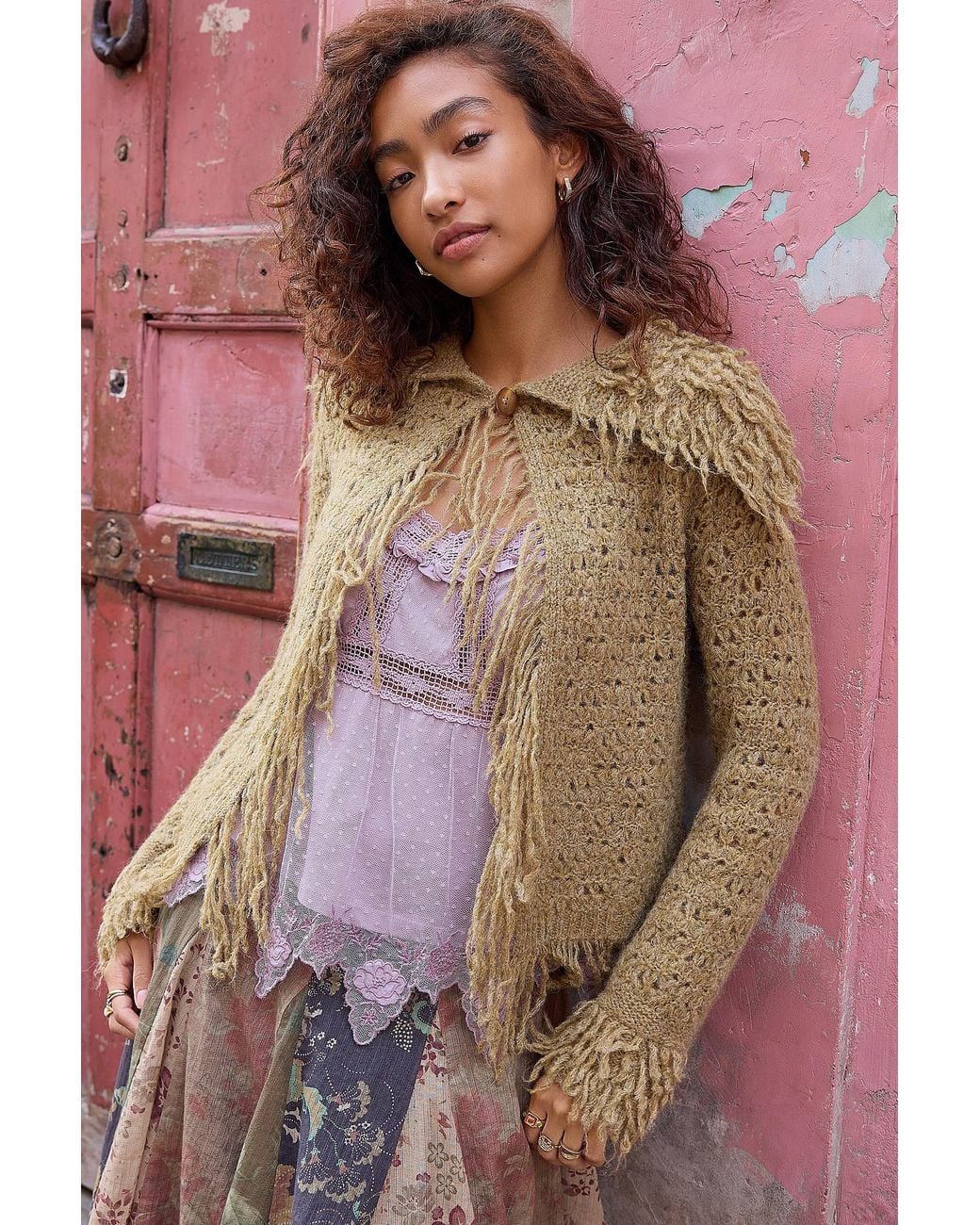Urban Outfitters Multicolor Uo Pia Fringed Cardigan
