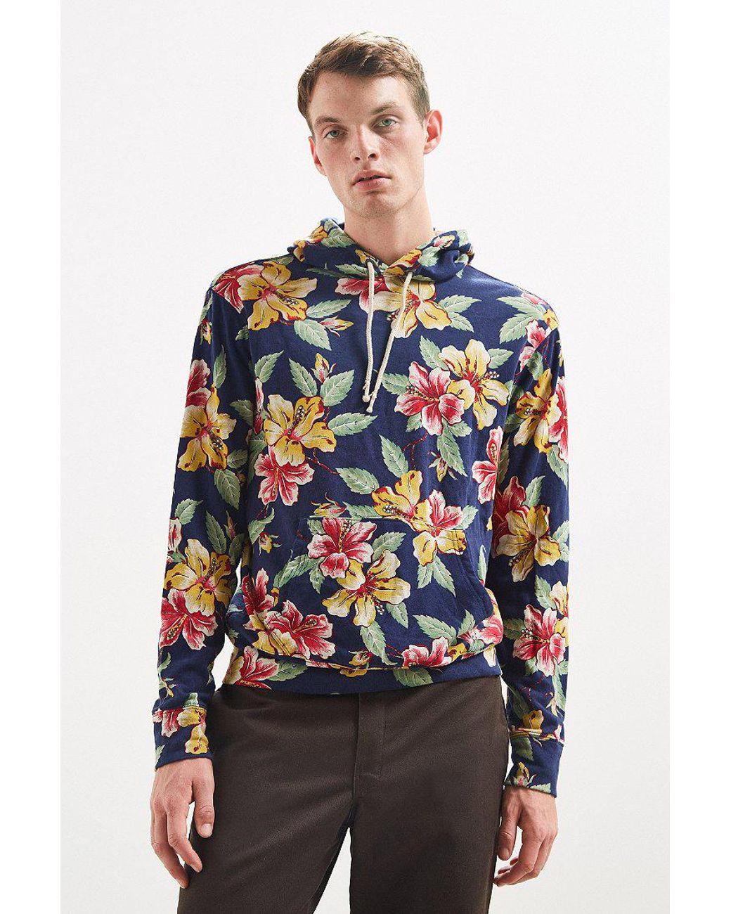 Floral best sale hoodie mens