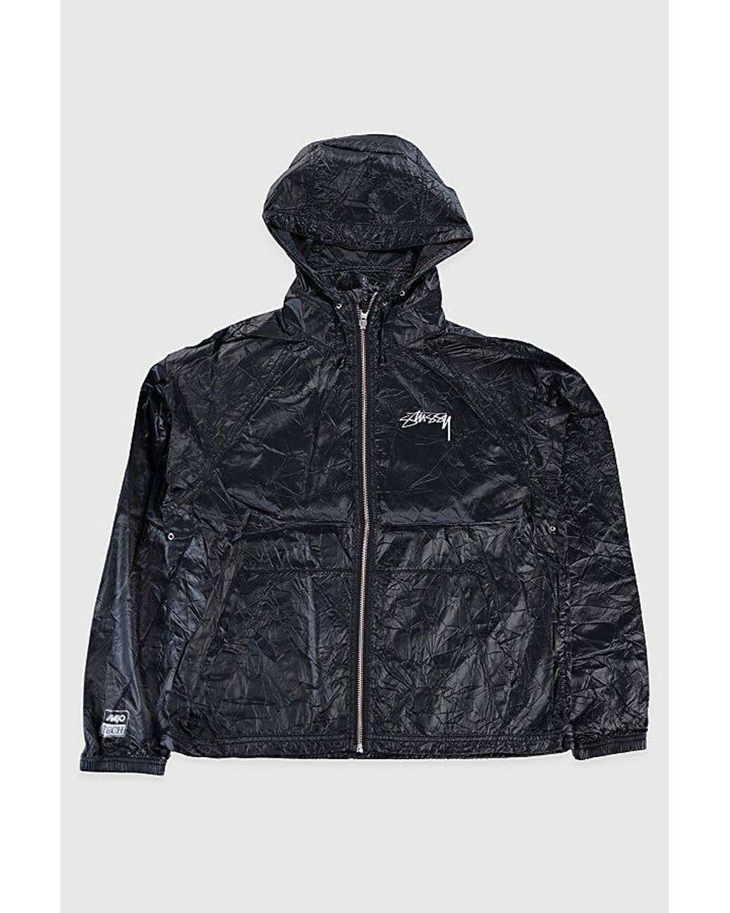 Stussy Black Wrinkled Beach Shell Jacket for men