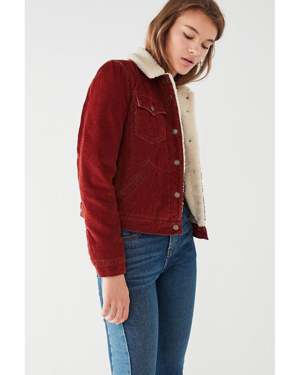 Levi's Levi's Corduroy Sherpa Jacket in Red | Lyst