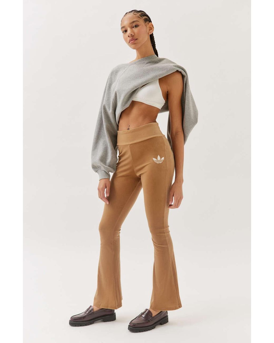 Adidas velvet flare track pant sale
