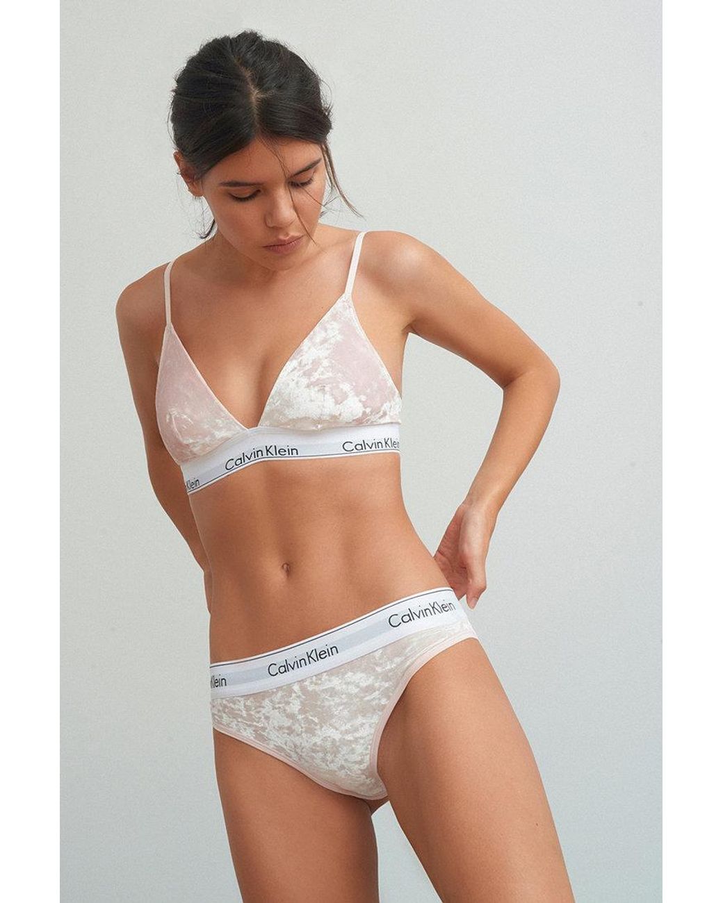 Calvin Klein Velvet Triangle Bra | Lyst UK