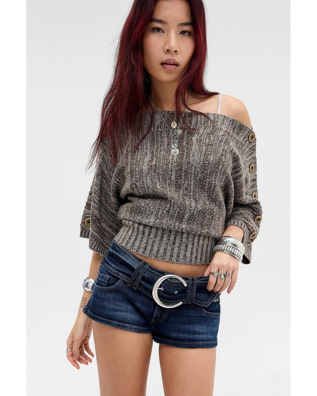 BDG Multicolor Piper Belted Denim Shorts