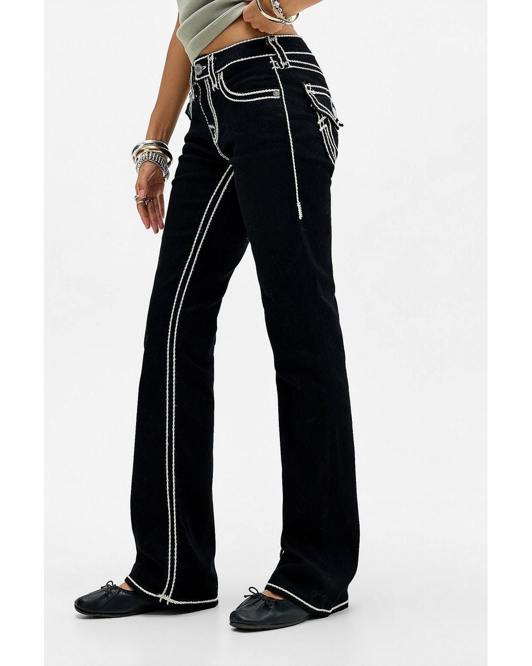 True Religion Black Becca Mr Bootcut Rope Stitch Jeans