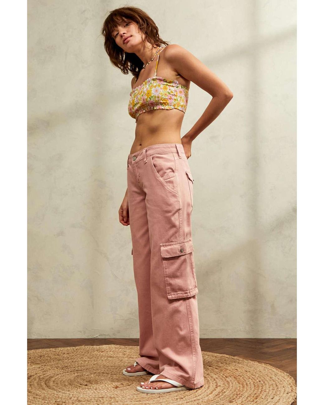 Reveey Pants - Low Rise Cargo Pants in Light Pink