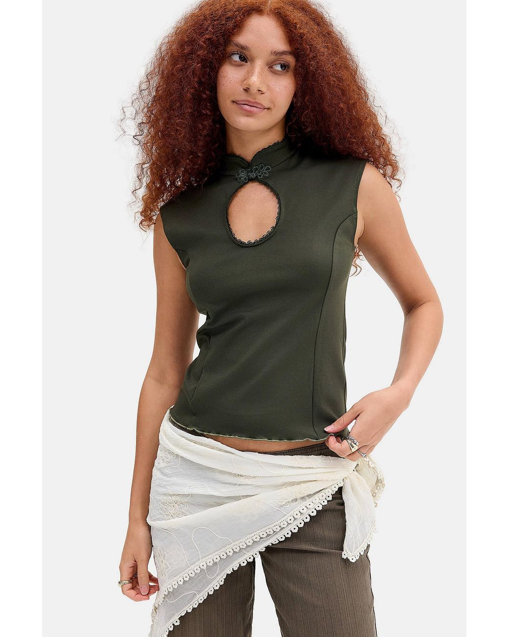 Silence + Noise Green Silence + Noise Keyhole Ponte Top
