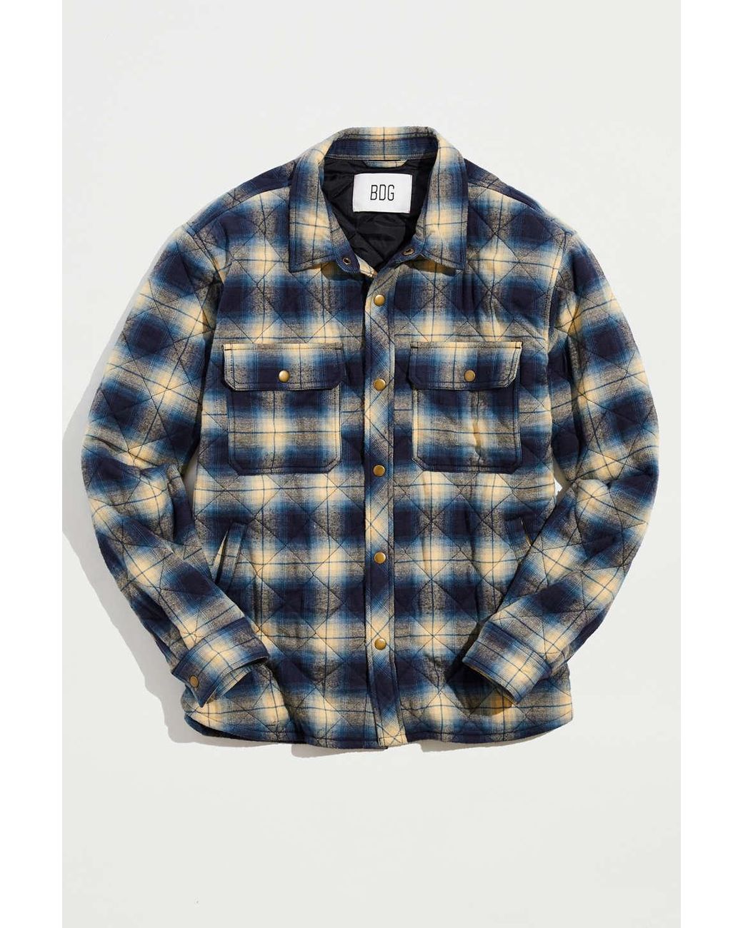 BDG Brushed Plaid Quilted Shirt Jacket 