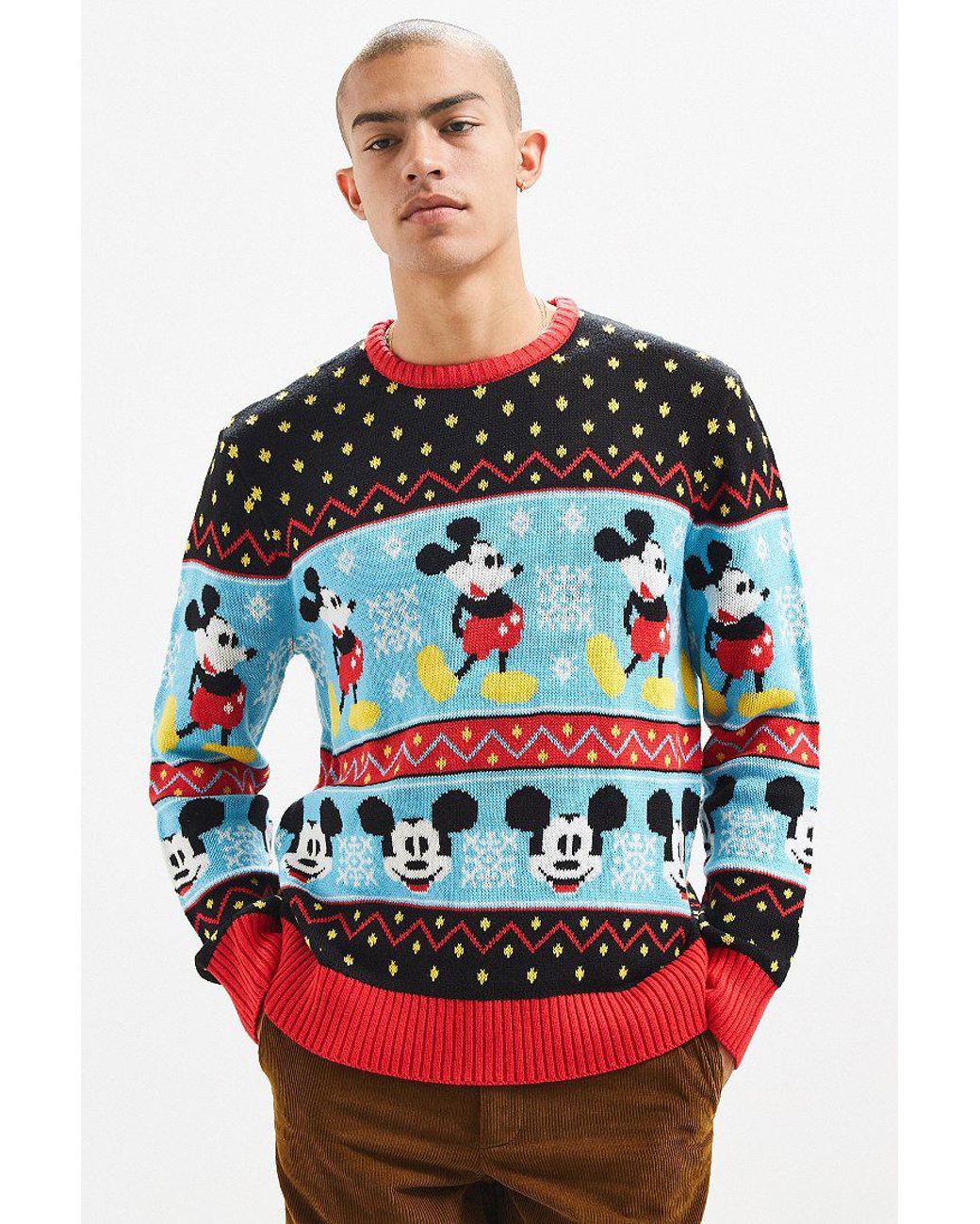 Urban Outfitters Mickey Mouse Fair Isle Sweater in Blue for Men | Lyst