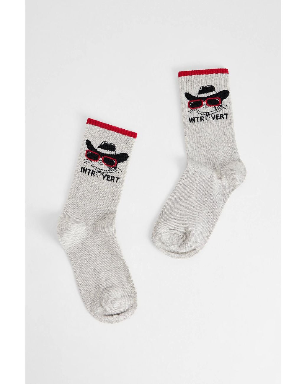 Out From Under White Introvert Cowboy Cat Socks