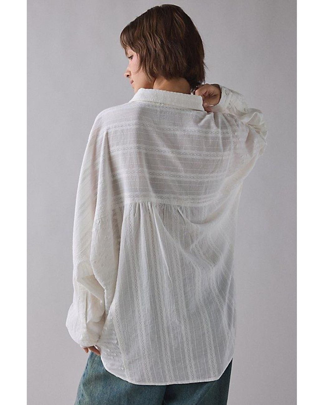 BDG Gray Alex Oversized Cotton Button-Down Shirt