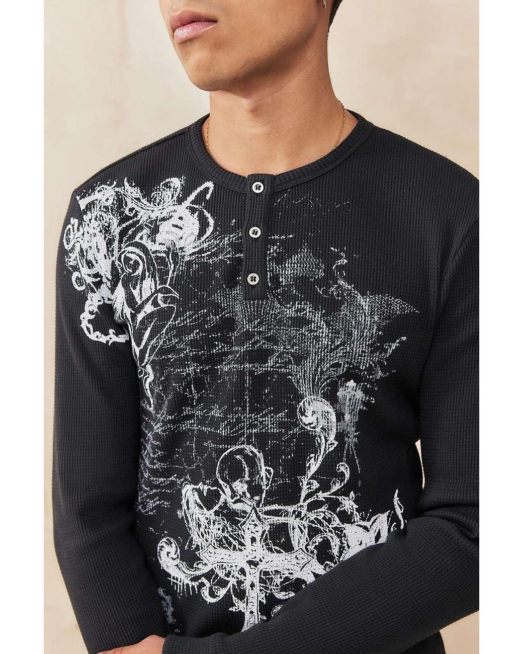 【JADED LONDON】Badge Waffle Long Sleeve T-shirt (送料無料） Black Waffle Badge Long Sleeve T-shirt | Jaded London | Clothing