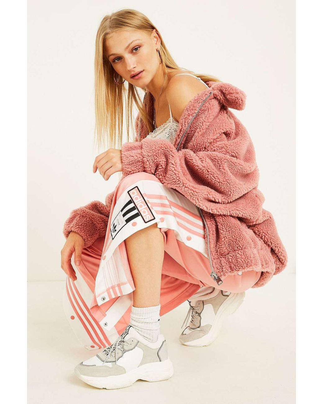 adidas Originals Adibreak 3-stripe Rose Taping Popper Track Pants in Pink |  Lyst UK