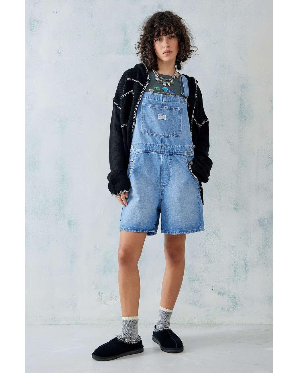 Levis dungaree shorts on sale