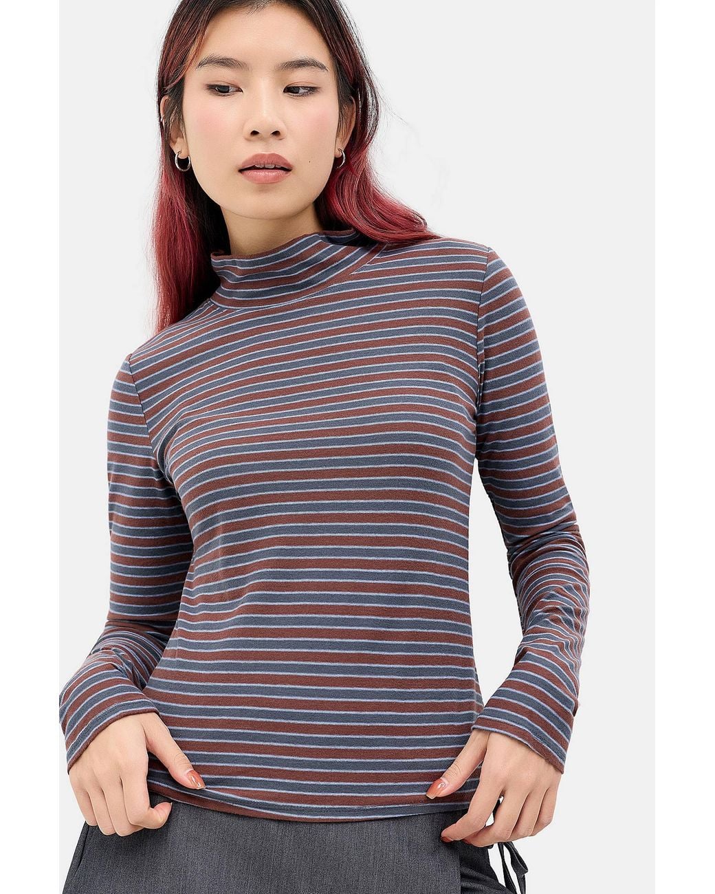 BDG Purple Spill Turtleneck Long Sleeve Tee