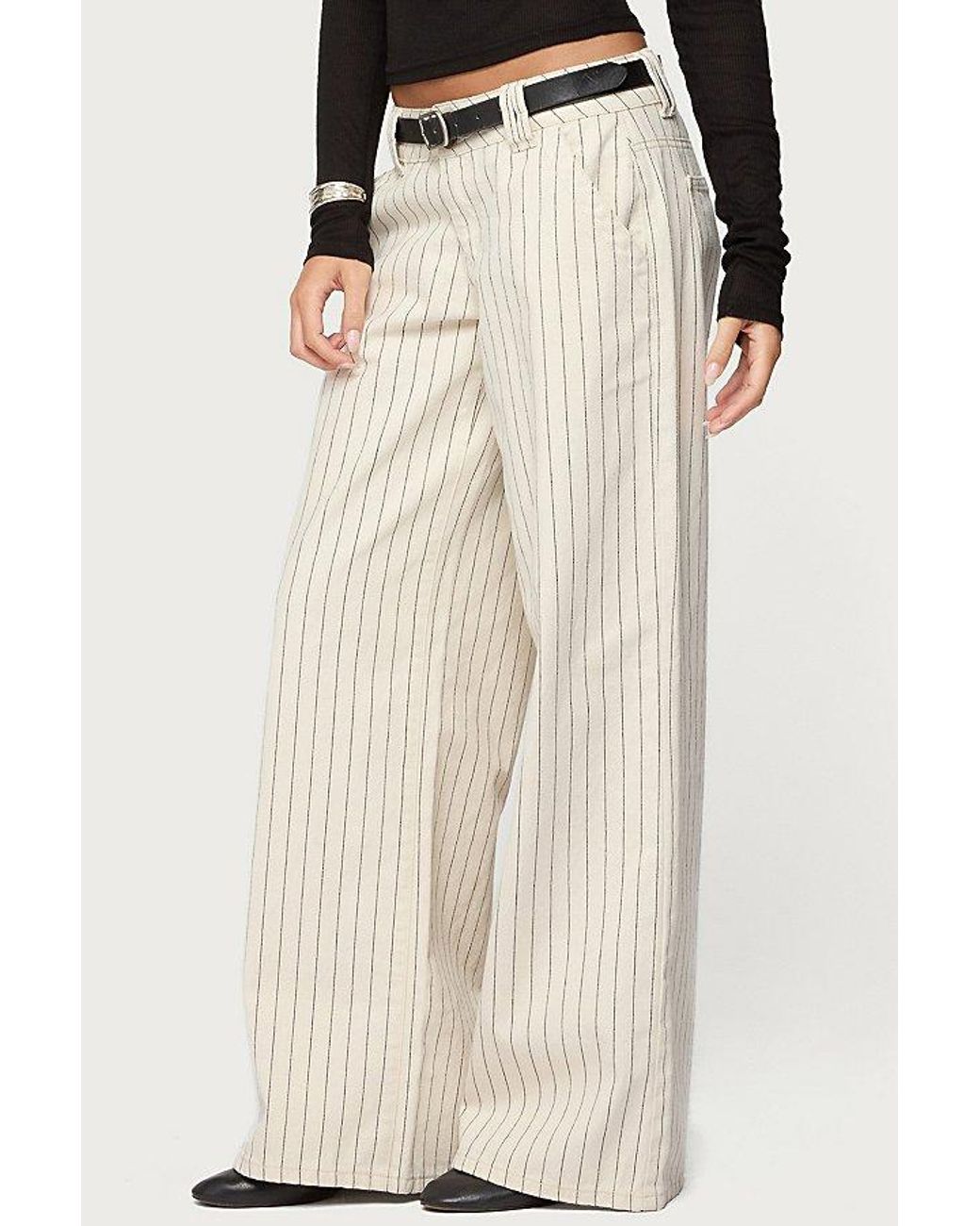 Edikted Black Cory Striped Low Rise Jean