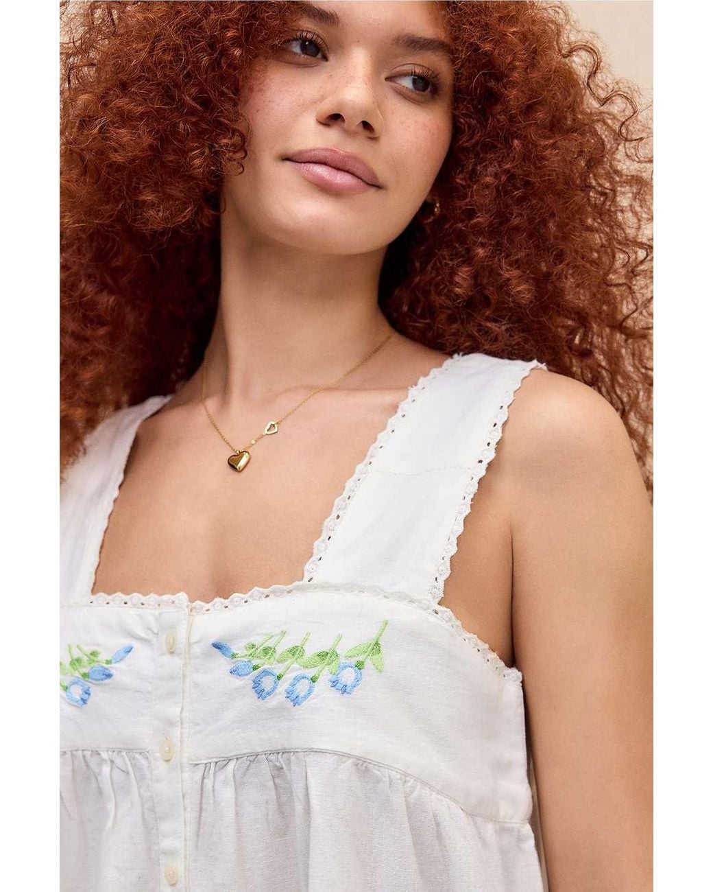 Damson Madder Elspeth Embroidered Nightdress in White | Lyst UK