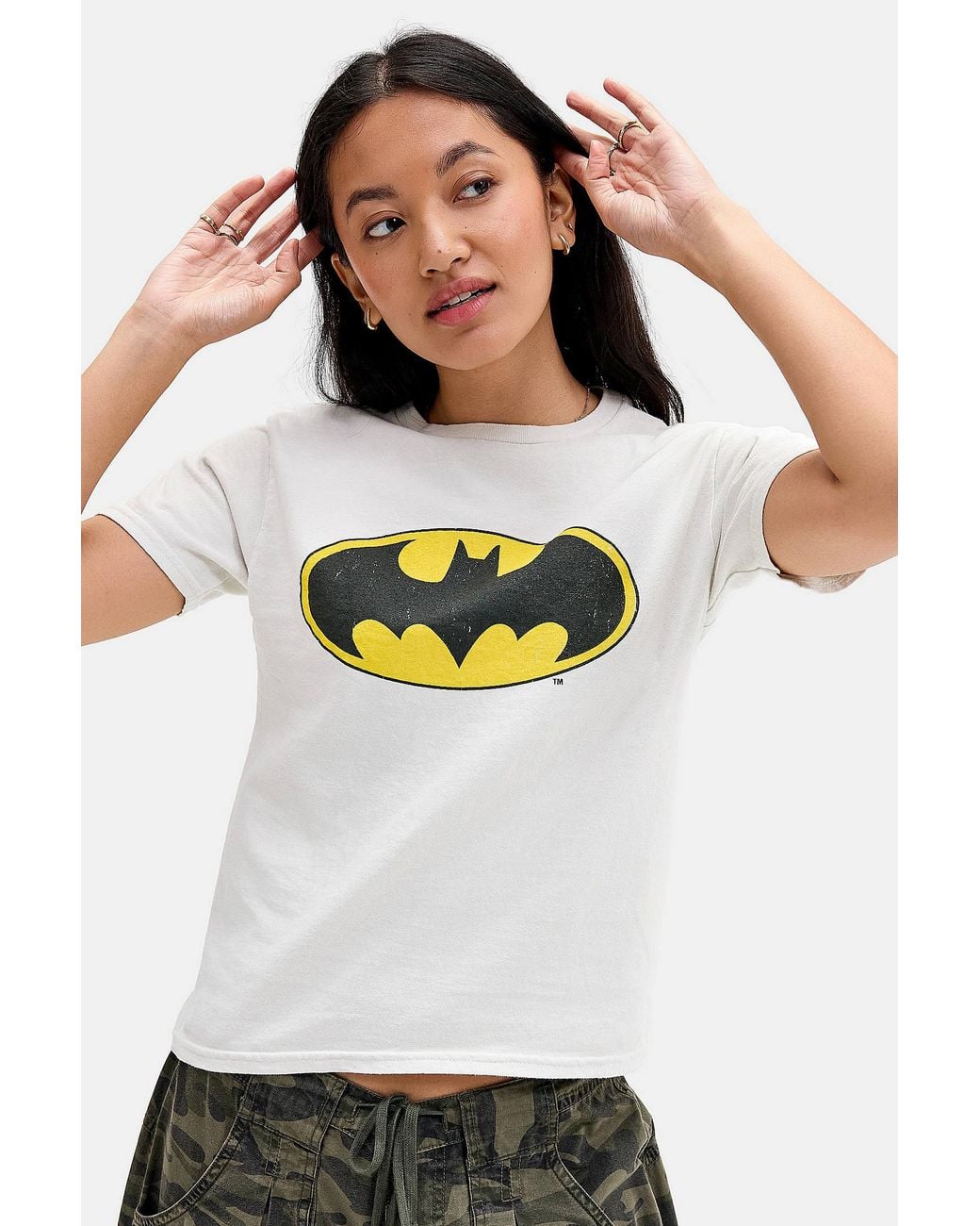 Urban Outfitters Gray Uo Batman Logo Relaxed Graphic Tee