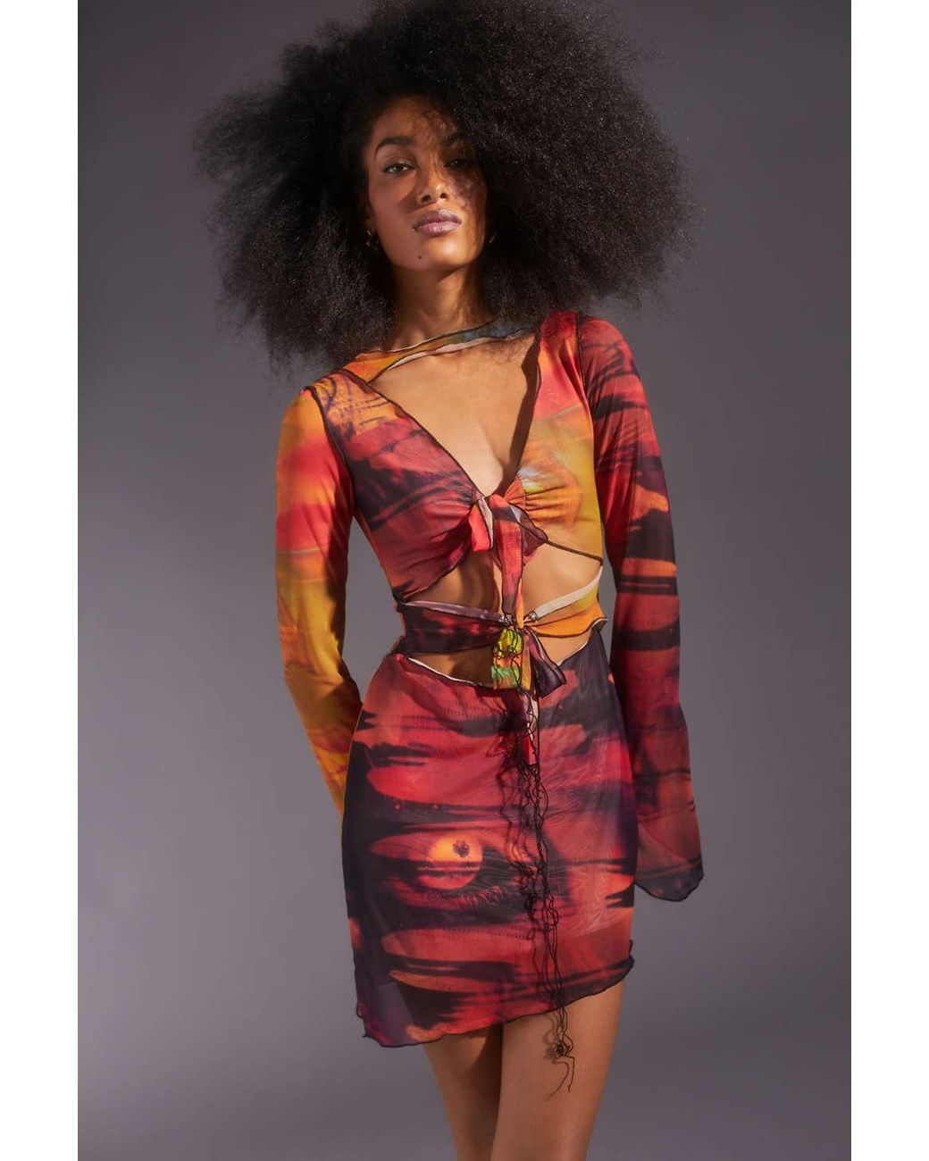 Jaded London Tie-dye Cutout Dress in Red | Lyst