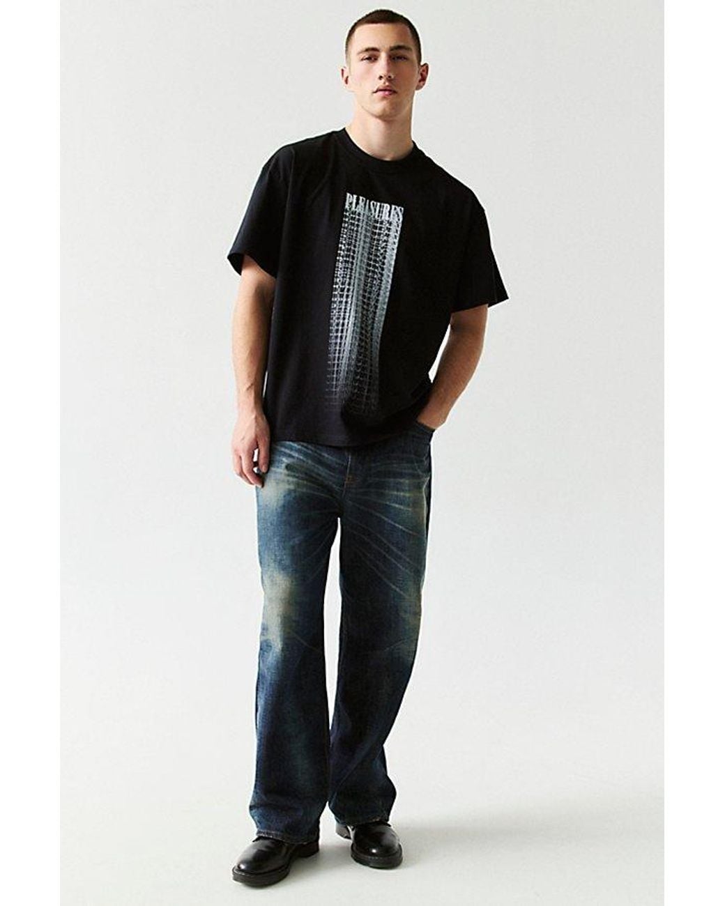 Pleasures Black Blurred Graphic Tee for men