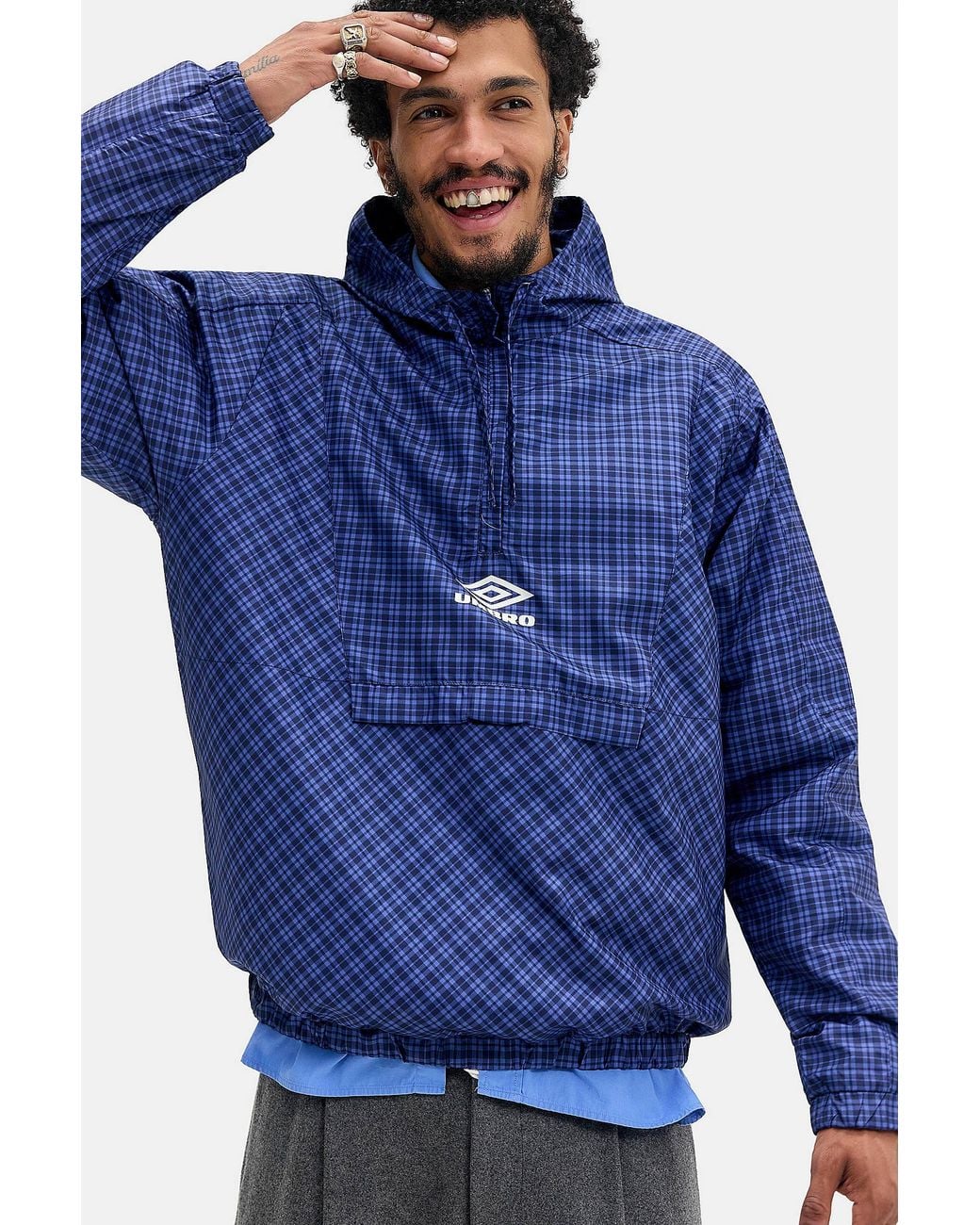 Umbro Blue Uo Exclusive Check Windbreaker Jacket for men