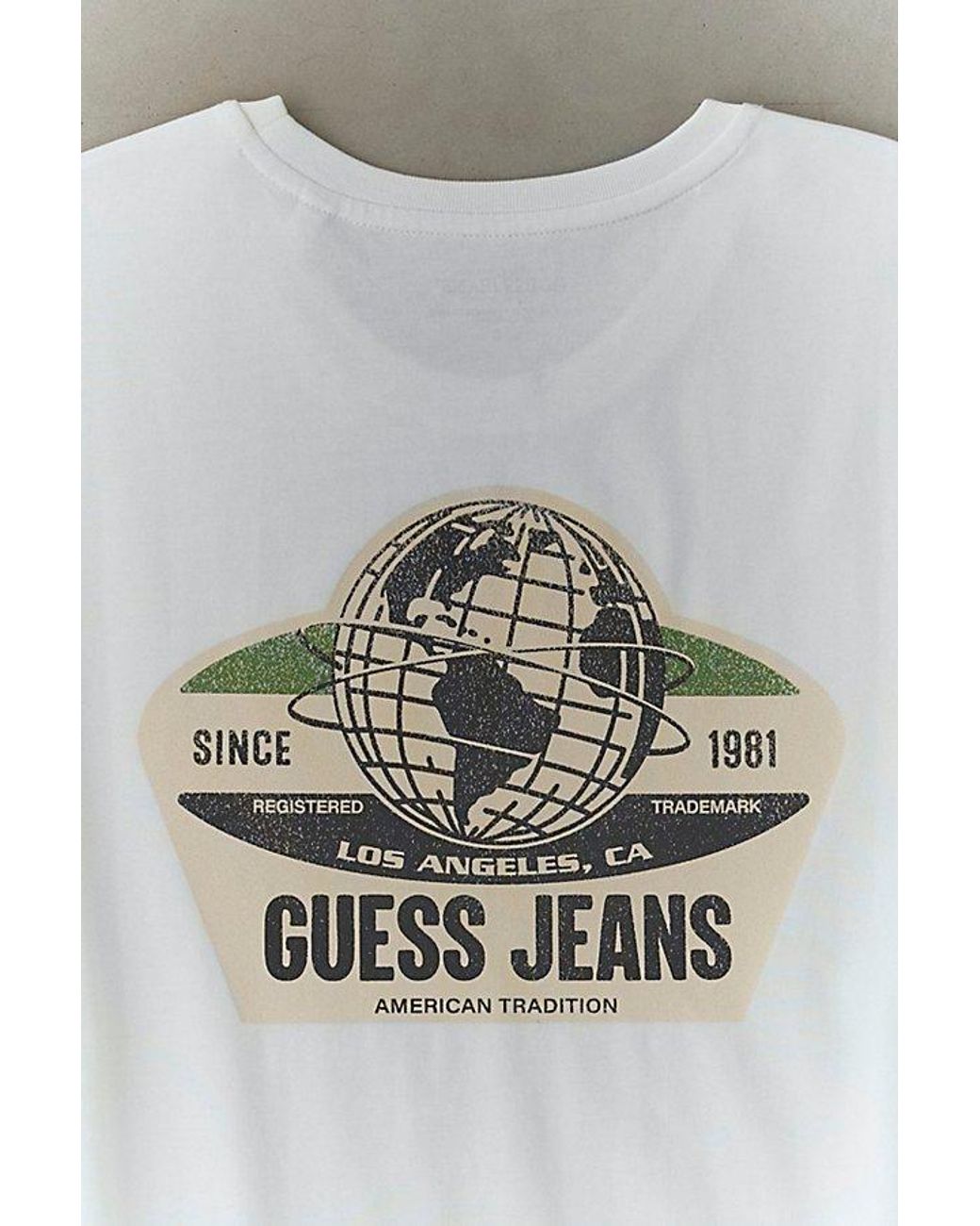 Guess Gray Globe Logo Graphic Tee for men