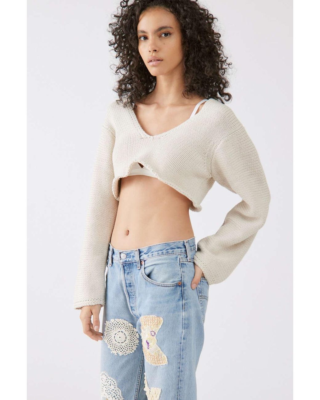 BDG Mavis Cropped Pullover Sweater in Natural Lyst