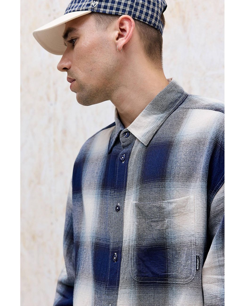 iets frans Blue Shadow Open Weave Long Sleeve Shirt Small At Urban Outfitters for men