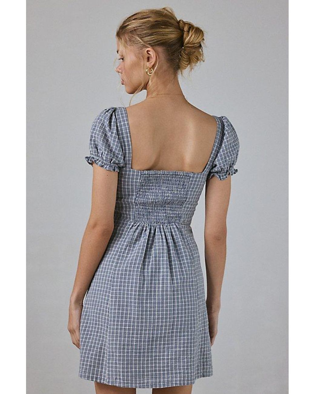 kimchi blue gingham dress Ruched Short Homecoming dress with Rosette Red / 16 main image 1