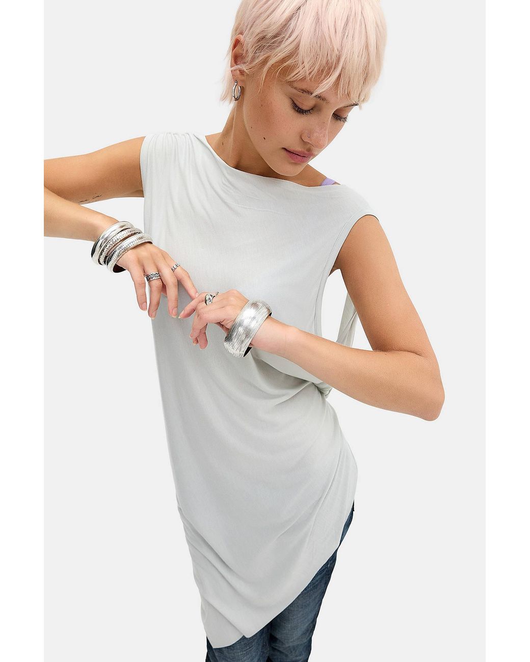 Silence + Noise White Silence + Noise Drape Tunic Top