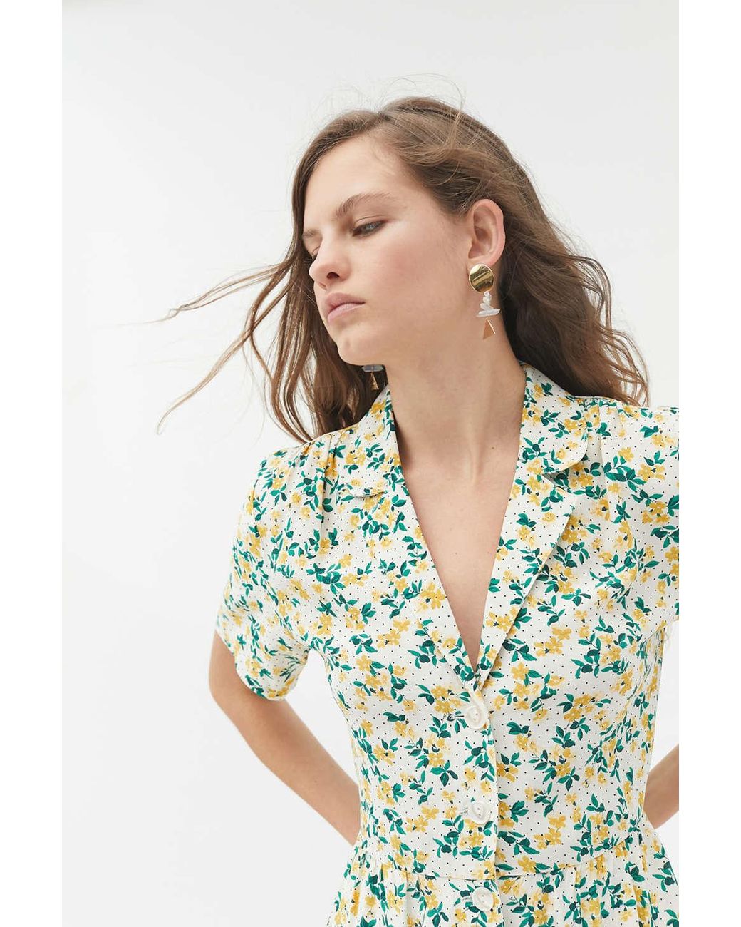 uo pindot midi shirt dress